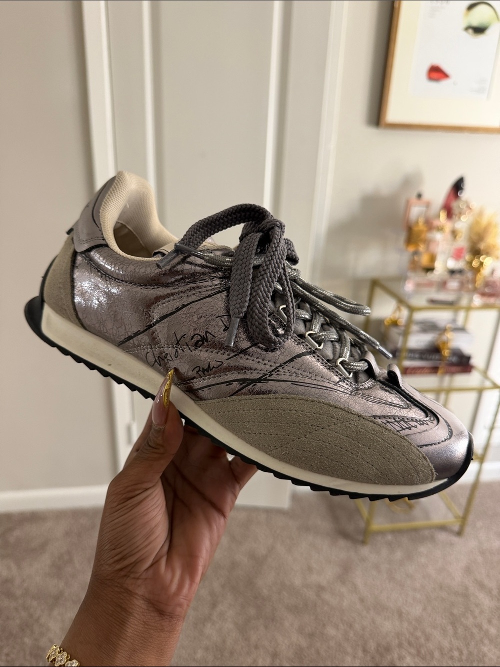 Dior Metallic Gray and Cream Women's Sneaker like NEW ! - Picture 4 of 7